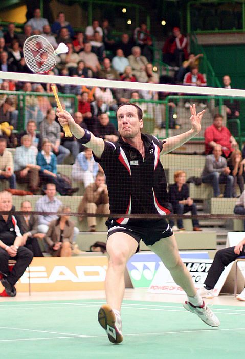 Ingo Kindervater beim Badminton-Länderspiel Deutschland - England in Wuppertal, Foto: Frank Kossiski